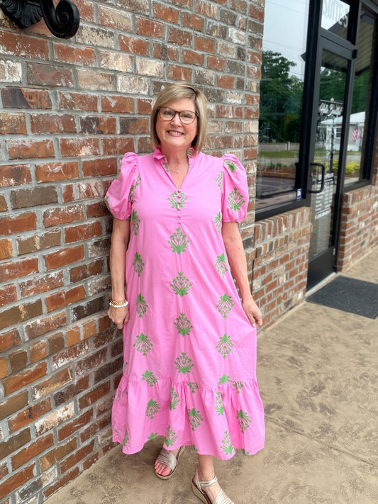Botanical Embroidered Dress D30221 - Hello Beautiful BoutiqueDressEntro