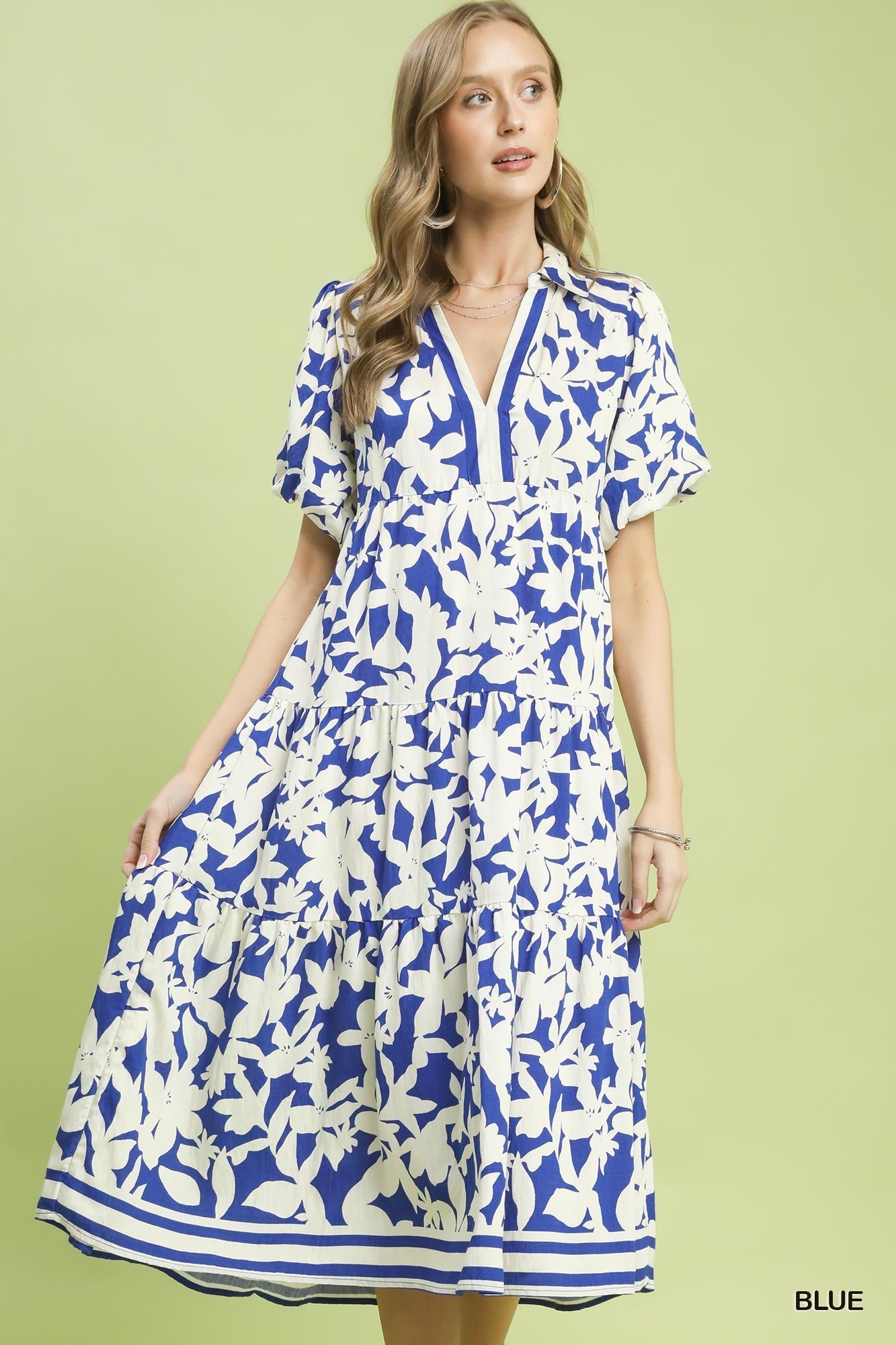 Botnlical Print A Line Dress C4350 - Hello Beautiful BoutiqueDressUmgee
