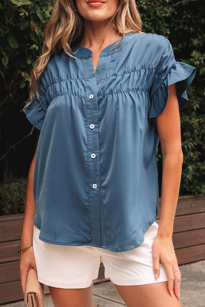 Briana Ruched Short Sleeve Shirt - Hello Beautiful BoutiqueBlouses & ShirtsThreaded Pear