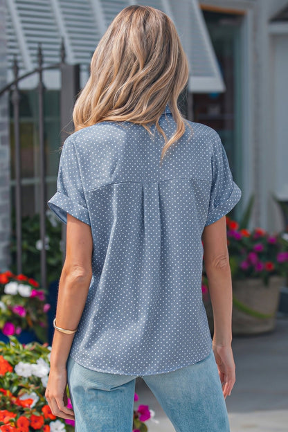 Brianna Cuffed Short Sleeve Shirt - Hello Beautiful BoutiqueBlouses & ShirtsThreaded Pear
