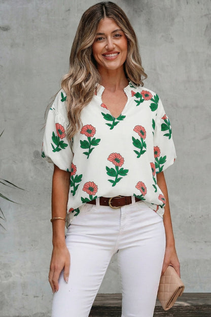 Briar Shirred Short Sleeve Blouse - Hello Beautiful BoutiqueBlouses & ShirtsThreaded Pear