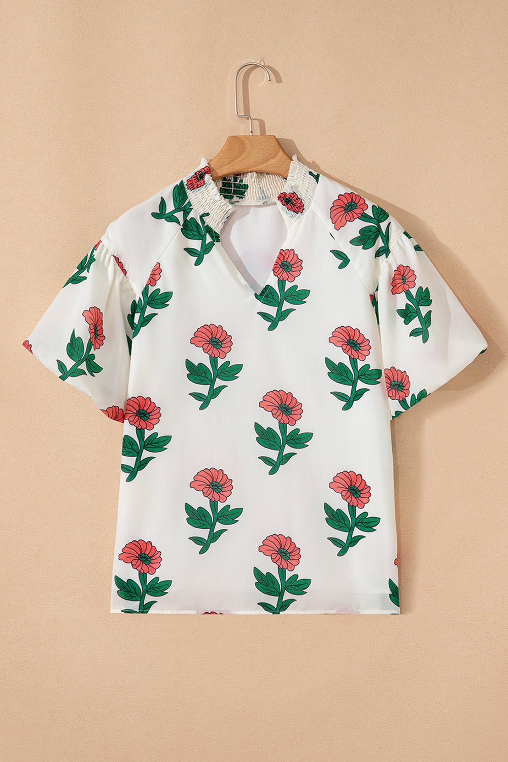 Briar Shirred Short Sleeve Blouse - Hello Beautiful BoutiqueBlouses & ShirtsThreaded Pear