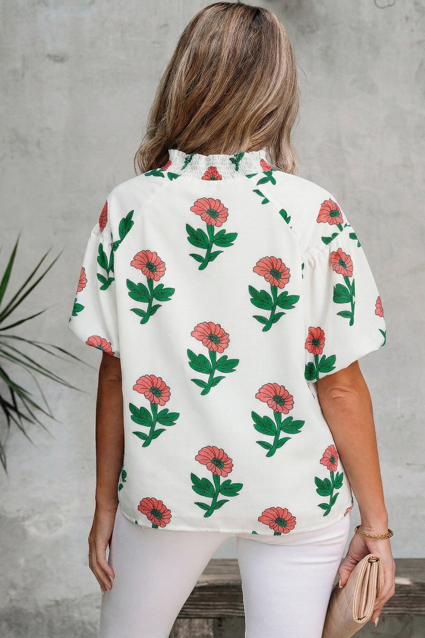Briar Shirred Short Sleeve Blouse - Hello Beautiful BoutiqueBlouses & ShirtsThreaded Pear