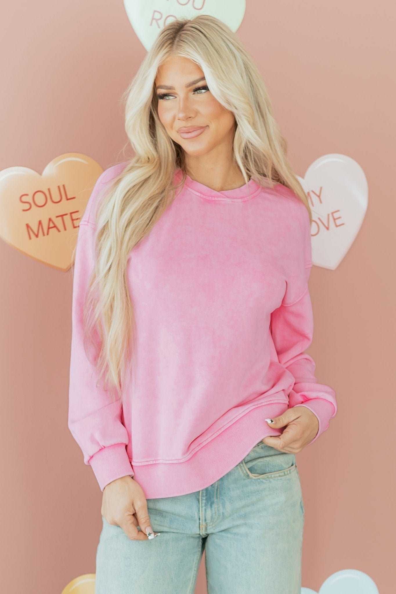 Brinley Drop Shoulder Loose Sweatshirt - Hello Beautiful BoutiqueSweatshirts & HoodiesThreaded Pear