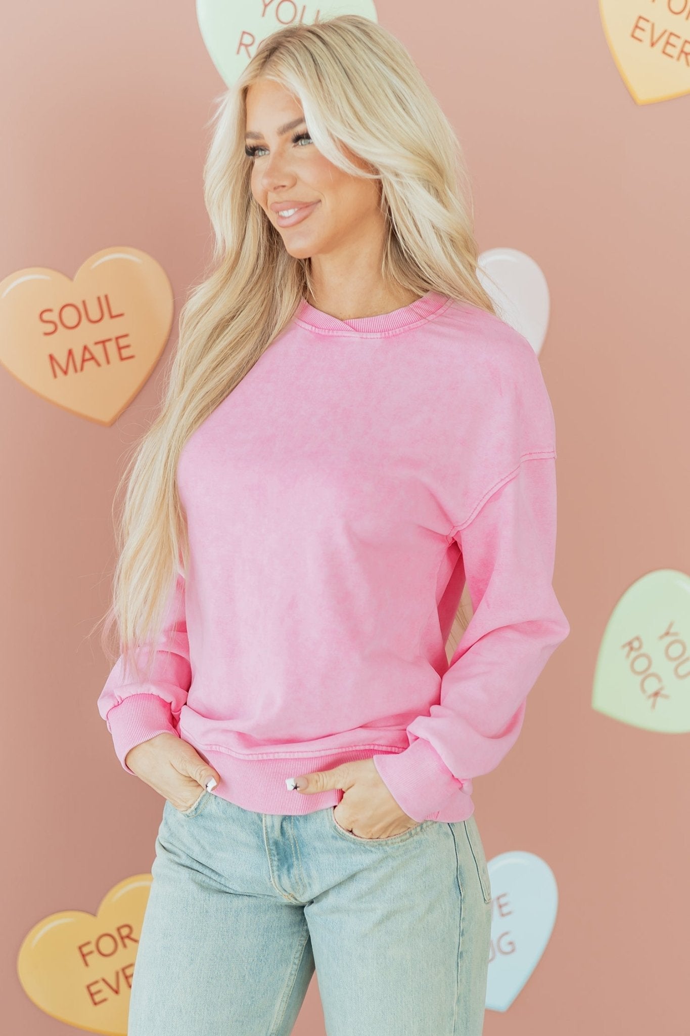 Brinley Drop Shoulder Loose Sweatshirt - Hello Beautiful BoutiqueSweatshirts & HoodiesThreaded Pear