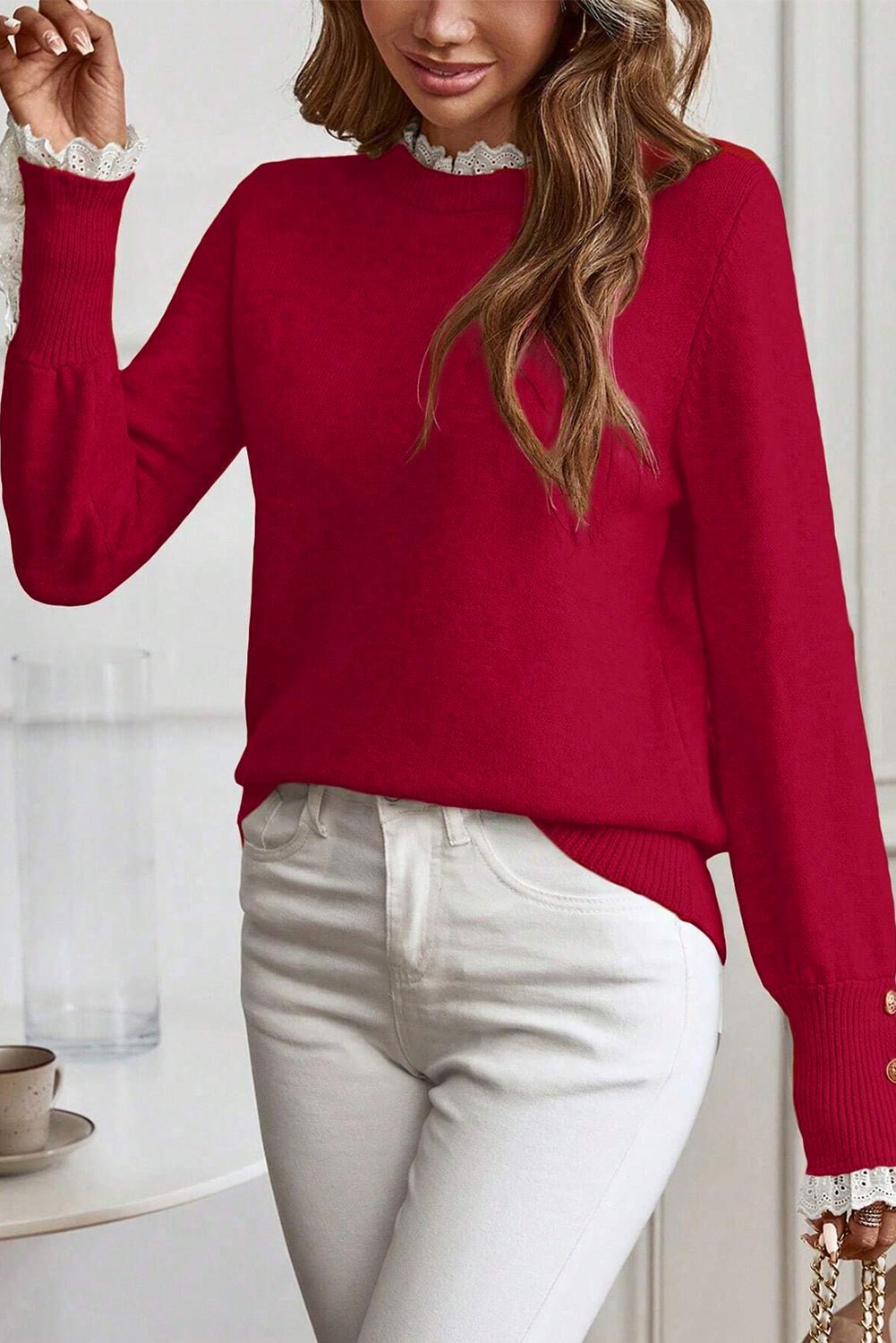 Brooklynn Patchwork Cuffs Loose Sweater - Hello Beautiful BoutiqueSweatersThreaded Pear