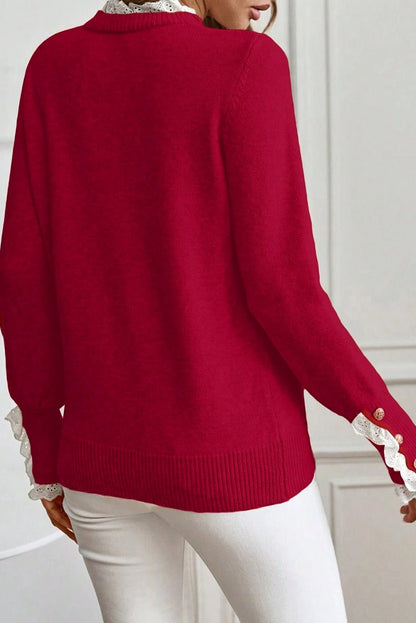 Brooklynn Patchwork Cuffs Loose Sweater - Hello Beautiful BoutiqueSweatersThreaded Pear