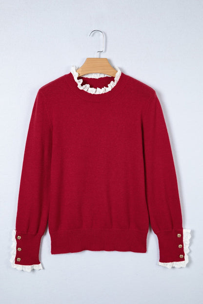 Brooklynn Patchwork Cuffs Loose Sweater - Hello Beautiful BoutiqueSweatersThreaded Pear