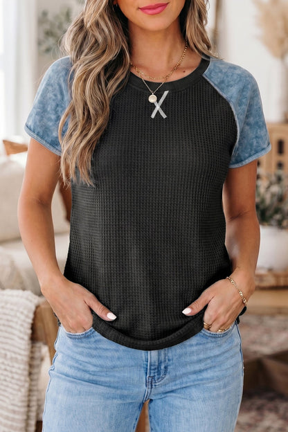 Brynleigh Patchwork Short Sleeve Top - Hello Beautiful BoutiqueTops & TeesThreaded Pear