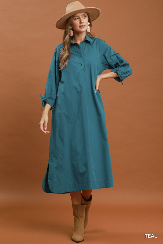 Button Detail Relaxed Dress C6566 - Hello Beautiful BoutiqueDress/ MidiUmgee