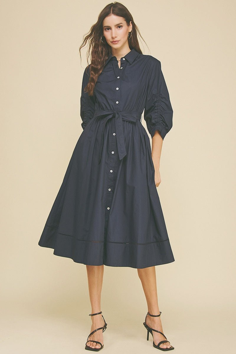 Button Down Midi Dress 6566D - Hello Beautiful BoutiqueDressPinch