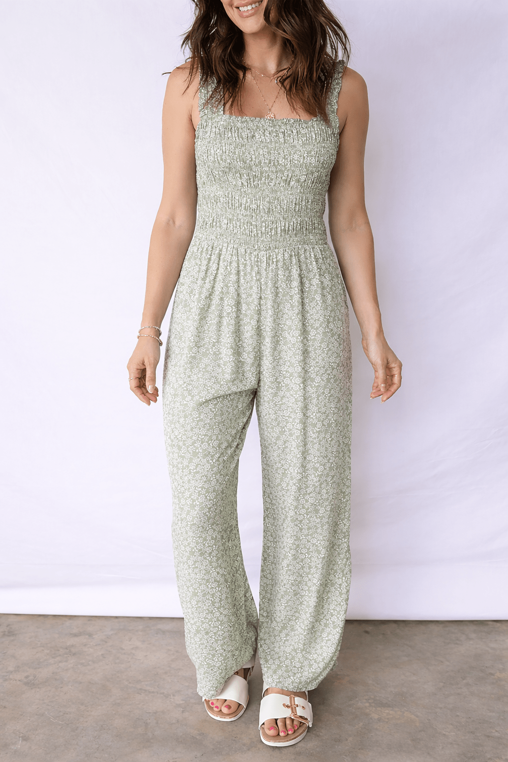 Calliope Square Sleeveless Floral Jumpsuit - Hello Beautiful BoutiqueJumpsuits & RompersThreaded Pear