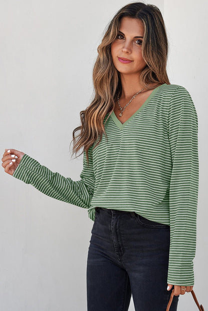 Capri Stripe Stretchy Long Sleeve Top - Hello Beautiful BoutiqueLong Sleeve TopsThreaded Pear