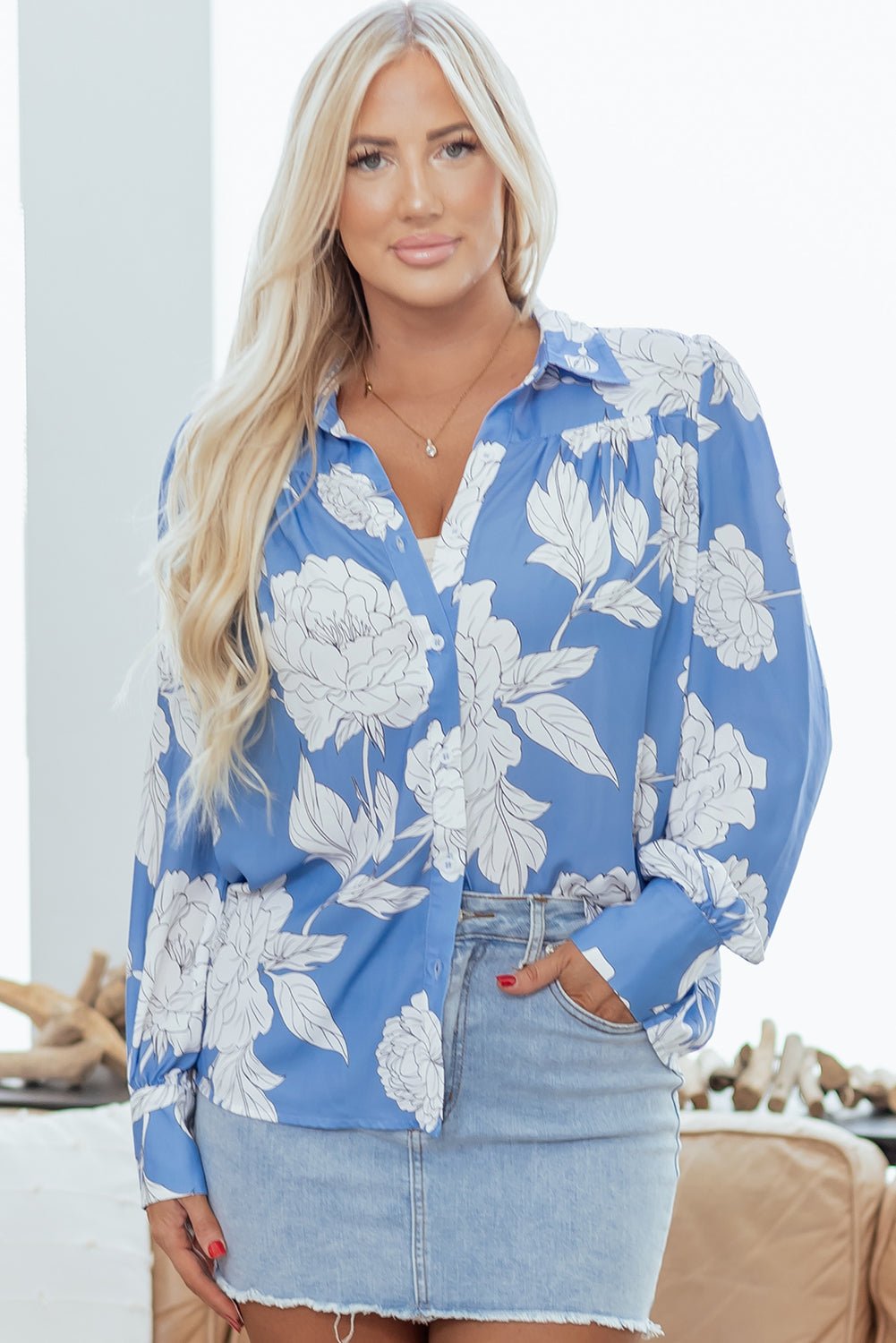 Carmen Detail Puff Sleeve Shirt - Hello Beautiful BoutiqueBlouses & ShirtsThreaded Pear