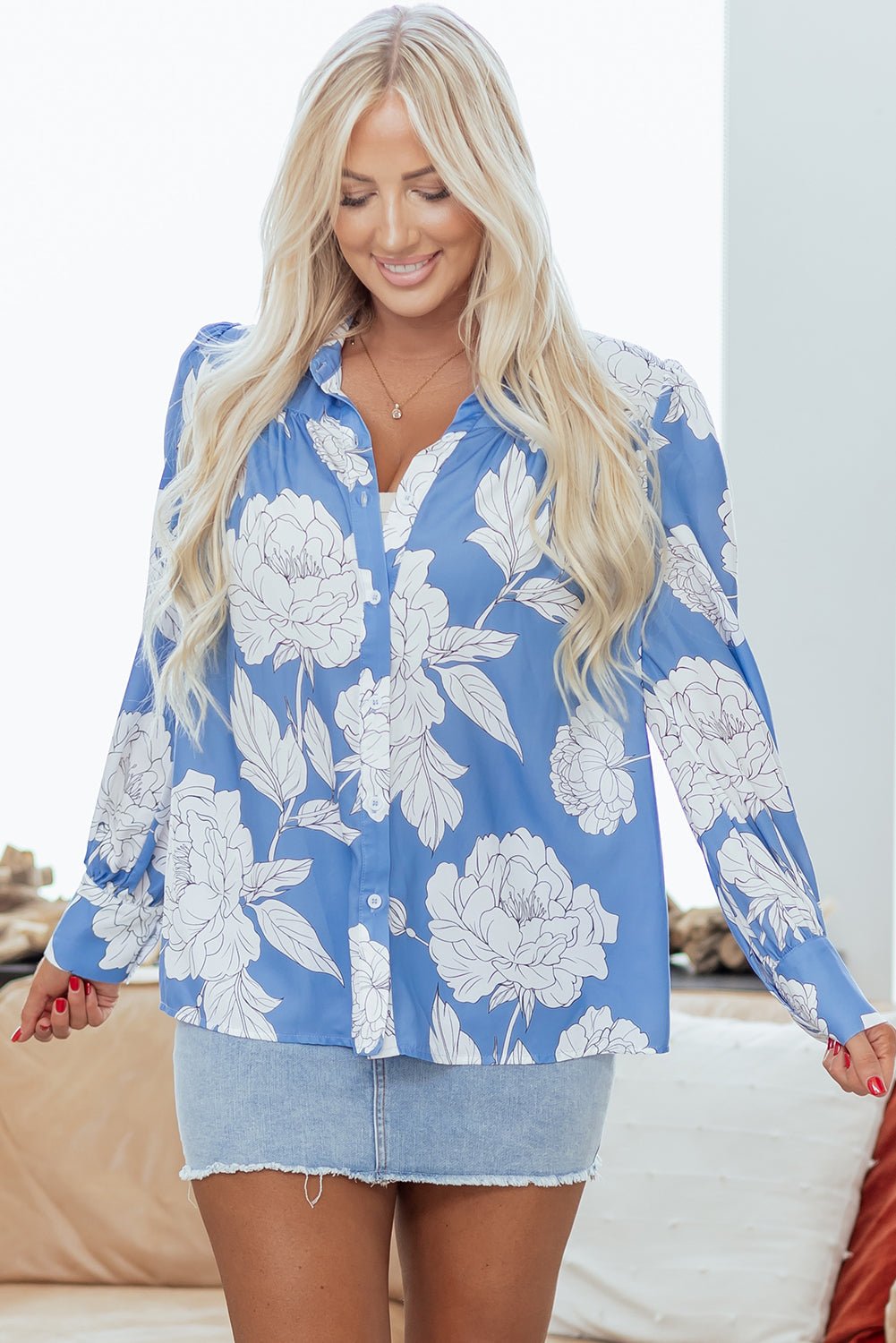 Carmen Detail Puff Sleeve Shirt - Hello Beautiful BoutiqueBlouses & ShirtsThreaded Pear