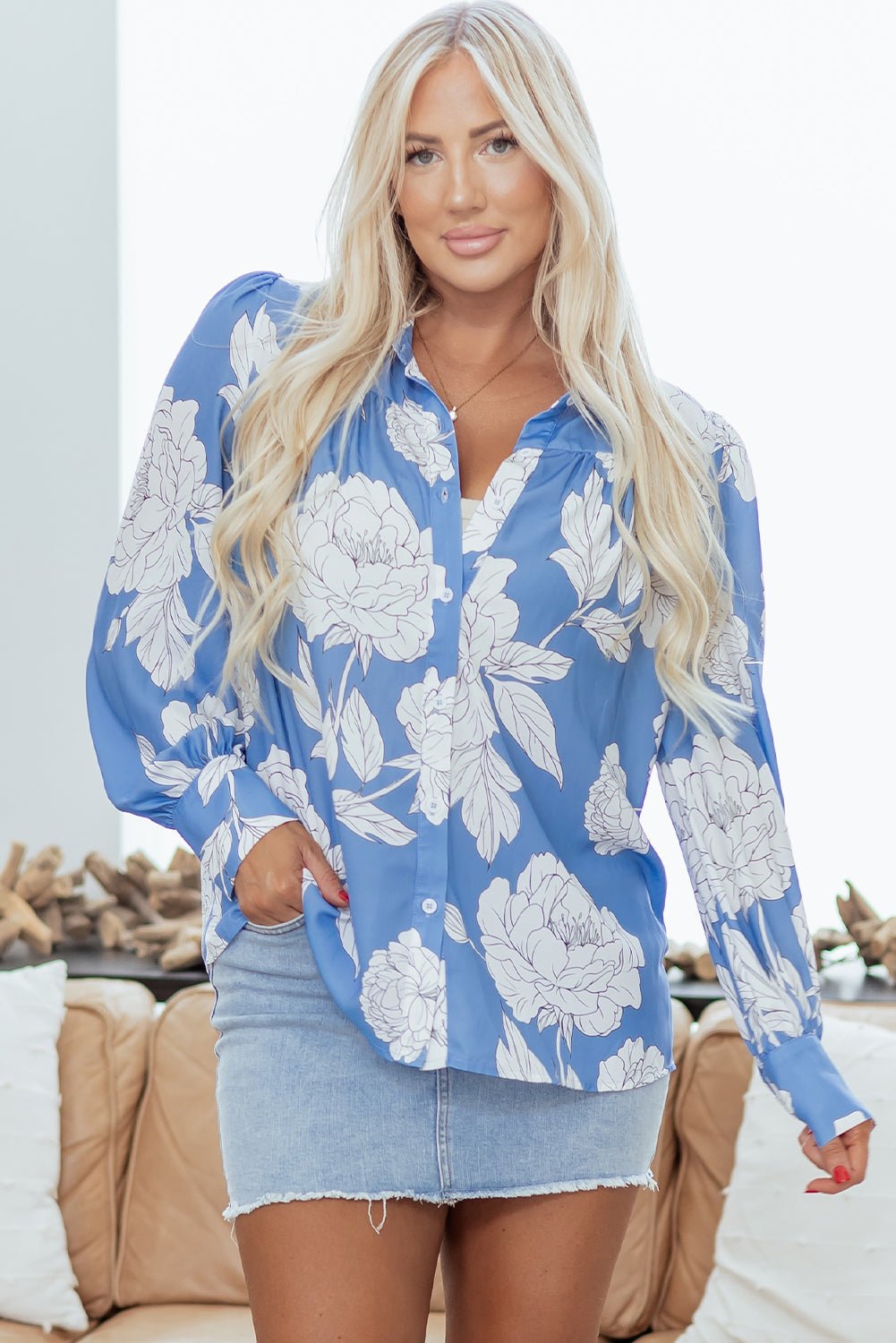 Carmen Detail Puff Sleeve Shirt - Hello Beautiful BoutiqueBlouses & ShirtsThreaded Pear