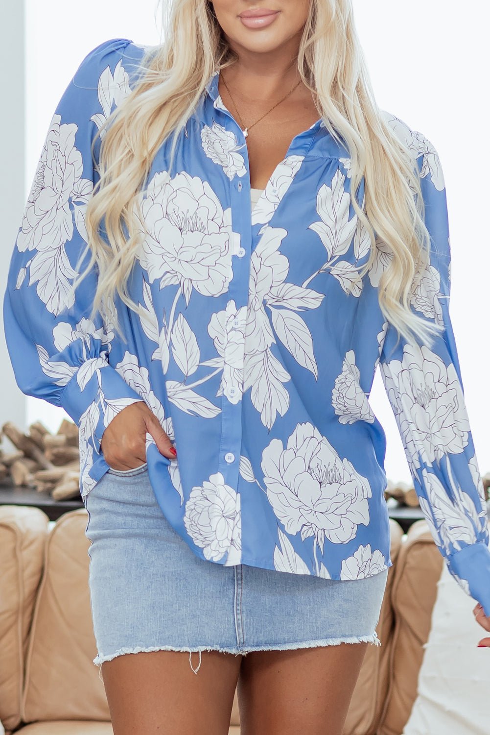 Carmen Detail Puff Sleeve Shirt - Hello Beautiful BoutiqueBlouses & ShirtsThreaded Pear