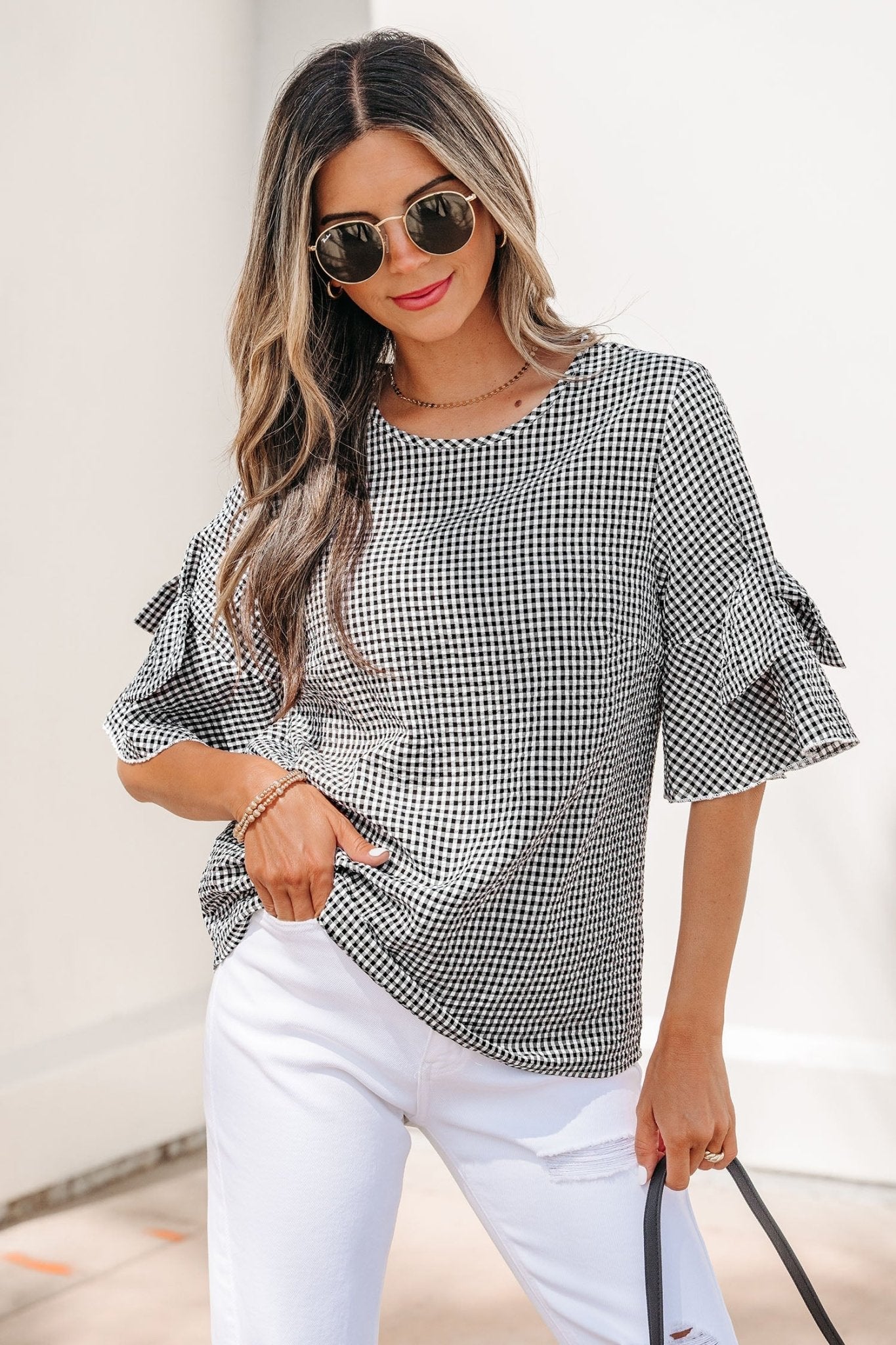 Carolina Ruffled Half Sleeve Blouse - Hello Beautiful BoutiqueBlouses & ShirtsThreaded Pear