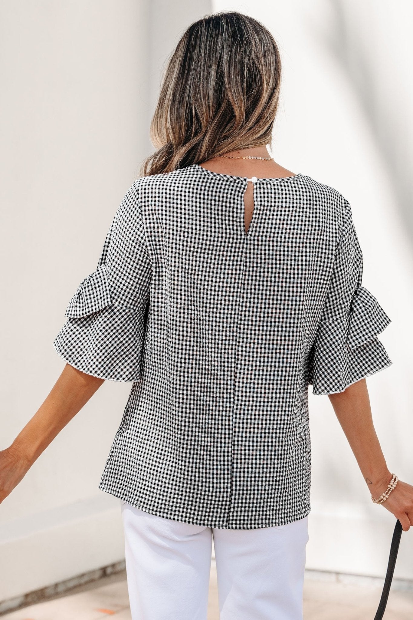 Carolina Ruffled Half Sleeve Blouse - Hello Beautiful BoutiqueBlouses & ShirtsThreaded Pear
