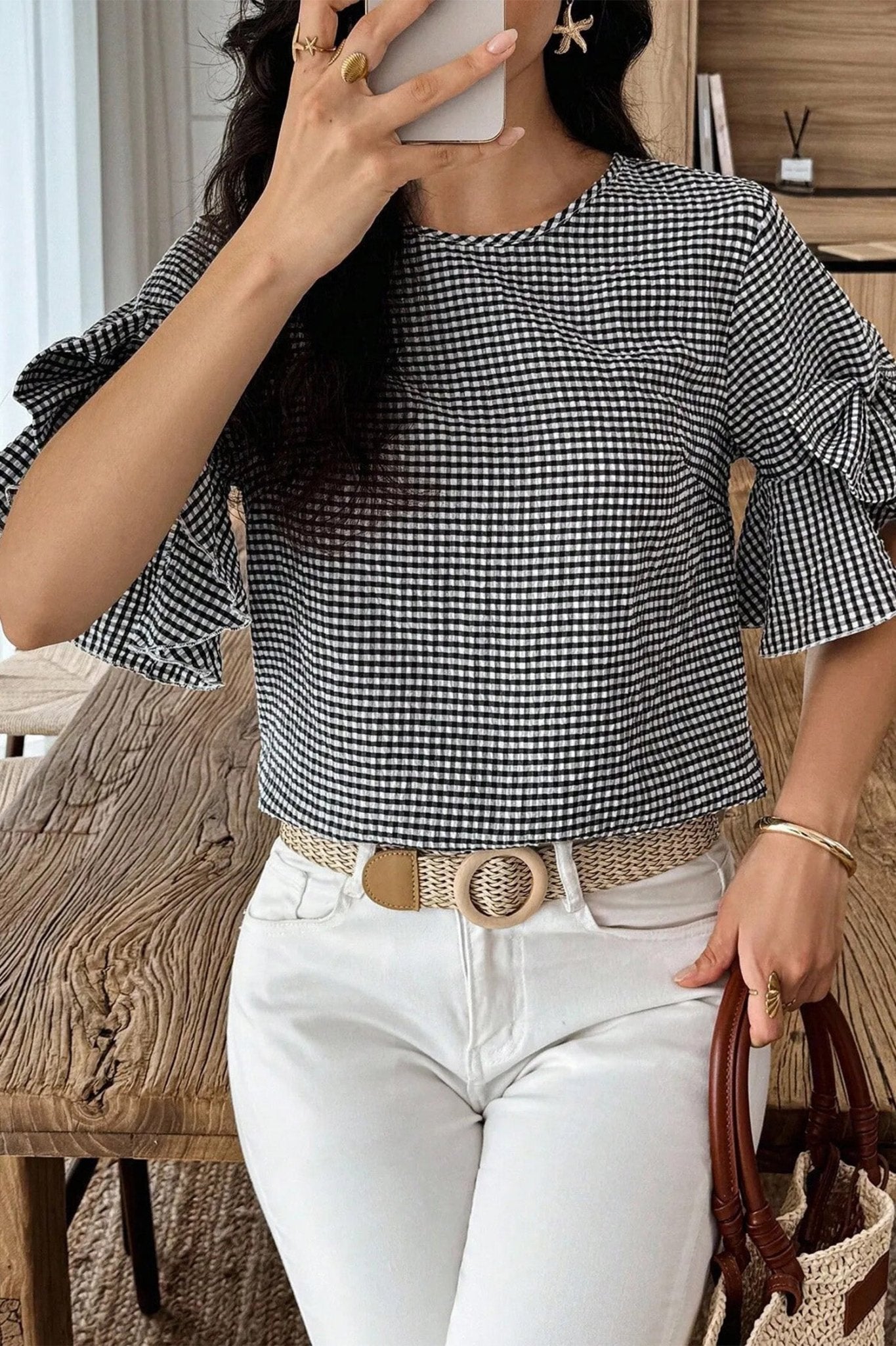 Carolina Ruffled Half Sleeve Blouse - Hello Beautiful BoutiqueBlouses & ShirtsThreaded Pear
