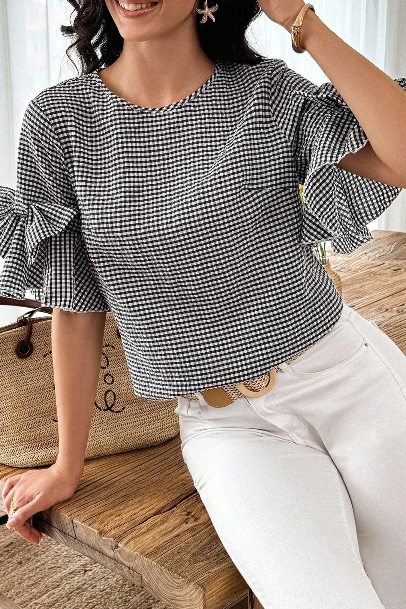 Carolina Ruffled Half Sleeve Blouse - Hello Beautiful BoutiqueBlouses & ShirtsThreaded Pear