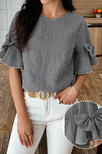 Carolina Ruffled Half Sleeve Blouse - Hello Beautiful BoutiqueBlouses & ShirtsThreaded Pear