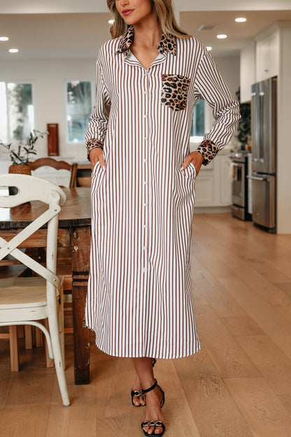 Caroline Contrast Patchwork Long Shirt Dress - Hello Beautiful BoutiqueMaxi DressesThreaded Pear