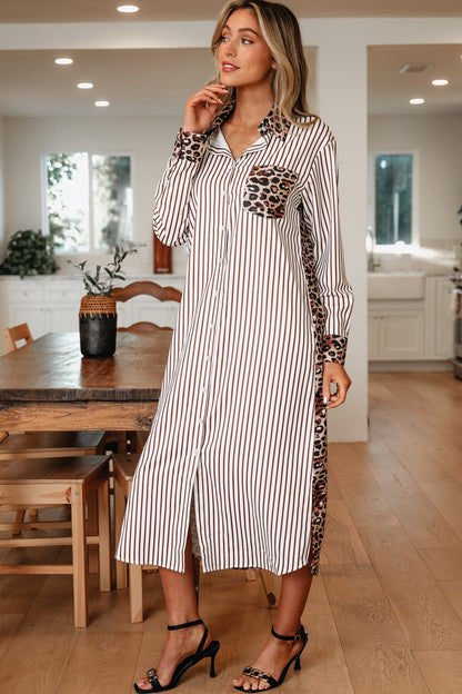 Caroline Contrast Patchwork Long Shirt Dress - Hello Beautiful BoutiqueMaxi DressesThreaded Pear