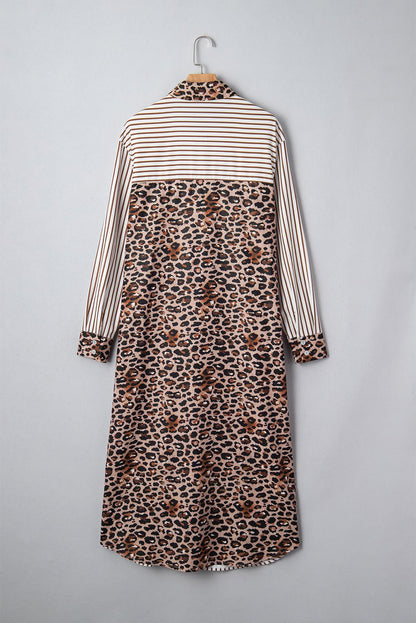 Caroline Contrast Patchwork Long Shirt Dress - Hello Beautiful BoutiqueMaxi DressesThreaded Pear