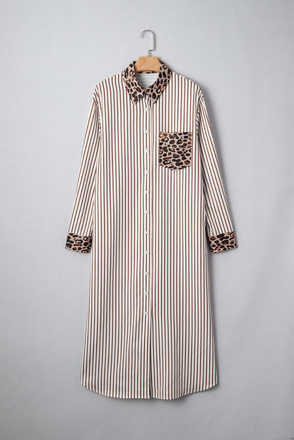 Caroline Contrast Patchwork Long Shirt Dress - Hello Beautiful BoutiqueMaxi DressesThreaded Pear