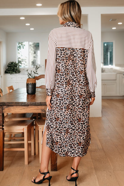 Caroline Contrast Patchwork Long Shirt Dress - Hello Beautiful BoutiqueMaxi DressesThreaded Pear