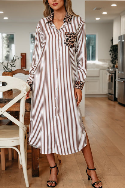 Caroline Contrast Patchwork Long Shirt Dress - Hello Beautiful BoutiqueMaxi DressesThreaded Pear