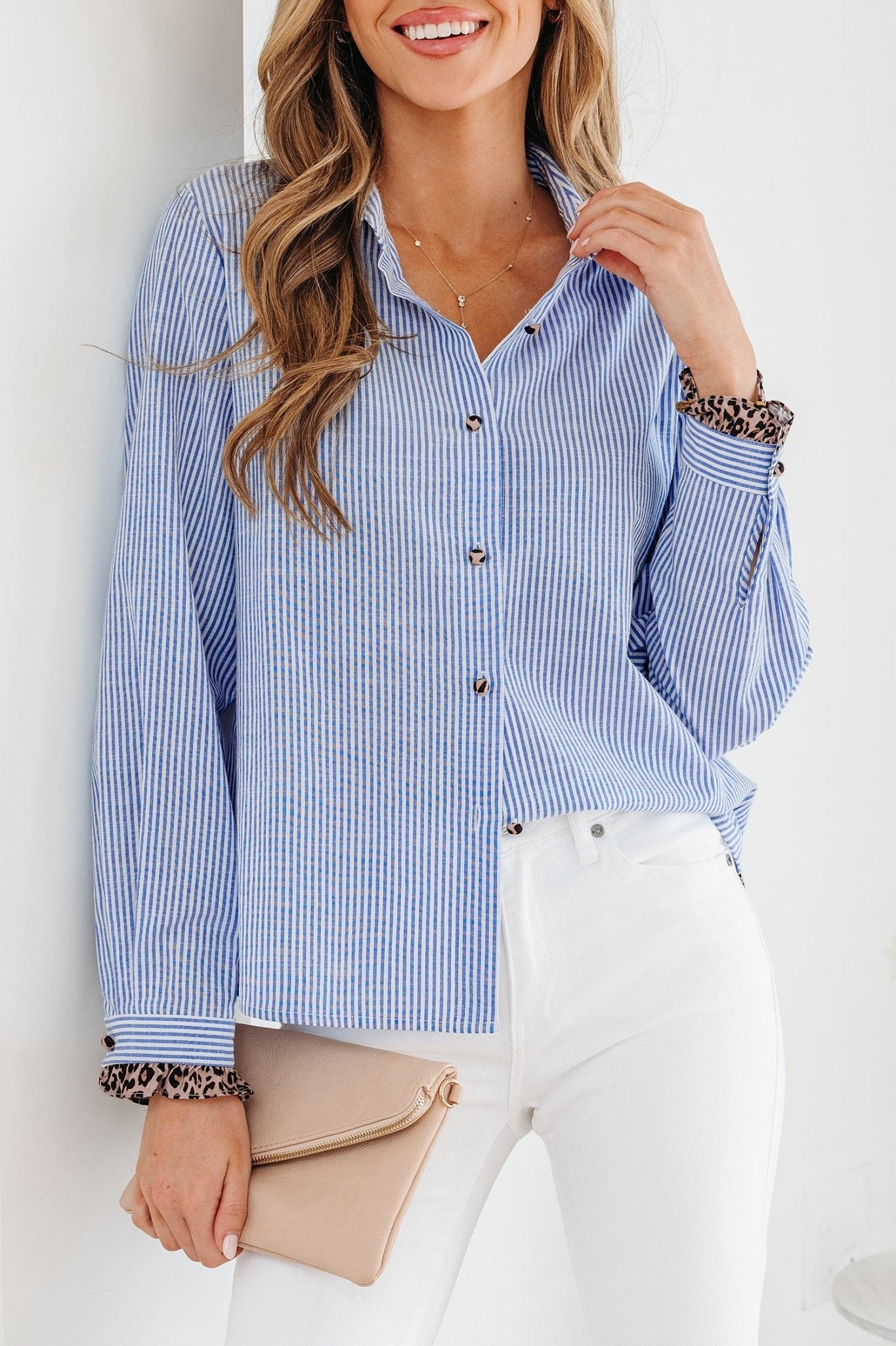 Caroline Long Sleeve Shirt Long Sleeve Top - Hello Beautiful BoutiqueBlouses & ShirtsThreaded Pear