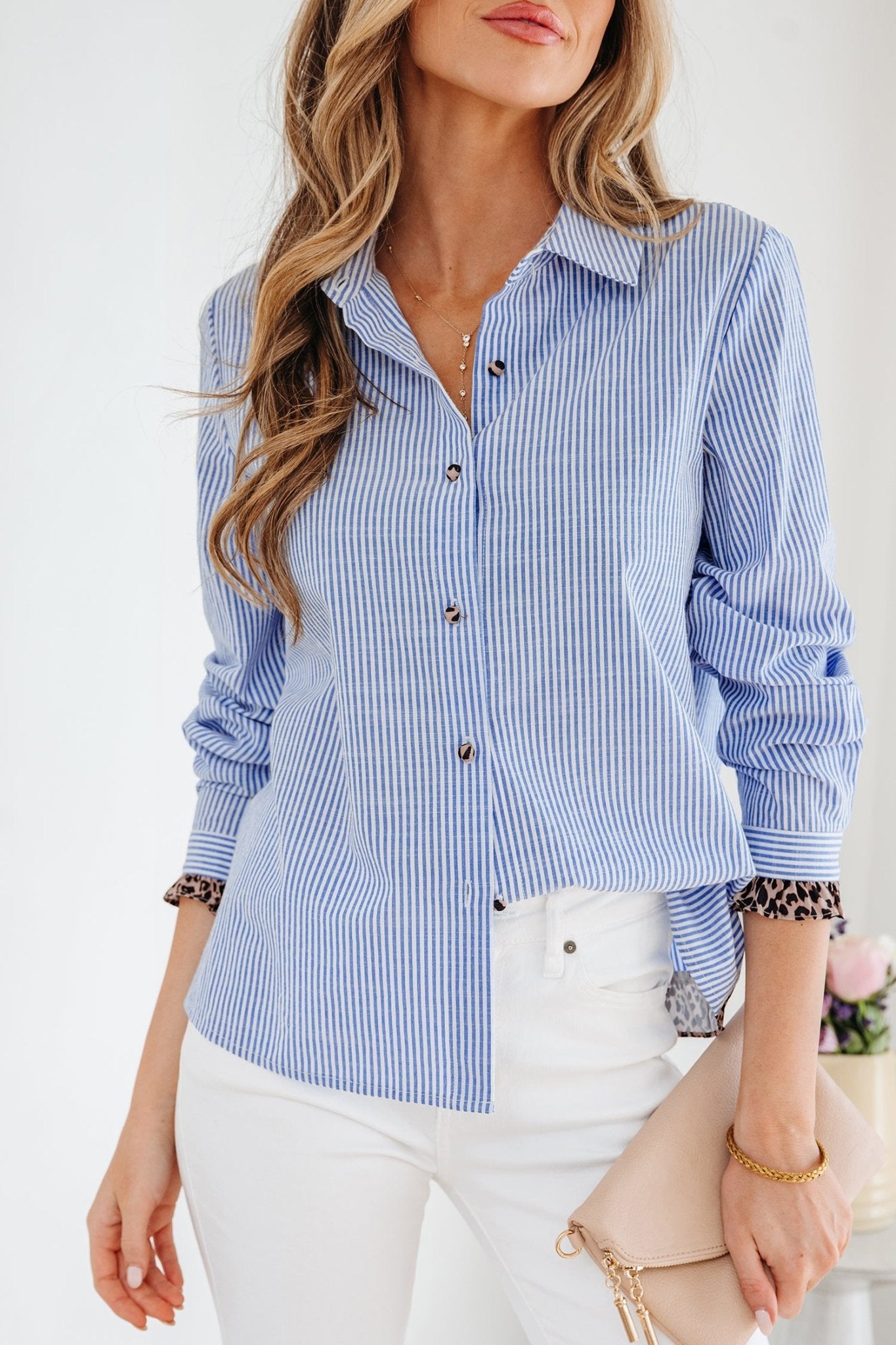 Caroline Long Sleeve Shirt Long Sleeve Top - Hello Beautiful BoutiqueBlouses & ShirtsThreaded Pear