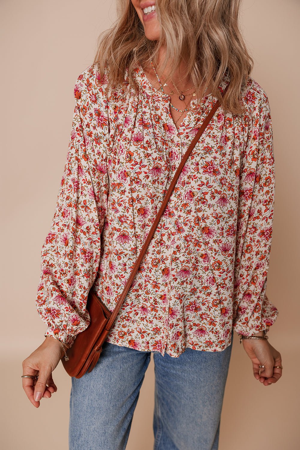 Carter Notched Puff Sleeve Blouse - Hello Beautiful BoutiqueBlouses & ShirtsThreaded Pear