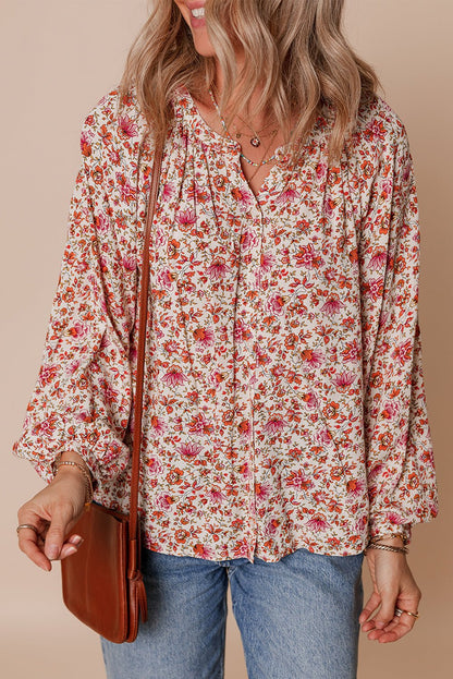 Carter Notched Puff Sleeve Blouse - Hello Beautiful BoutiqueBlouses & ShirtsThreaded Pear