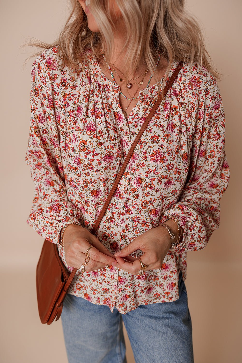 Carter Notched Puff Sleeve Blouse - Hello Beautiful BoutiqueBlouses & ShirtsThreaded Pear