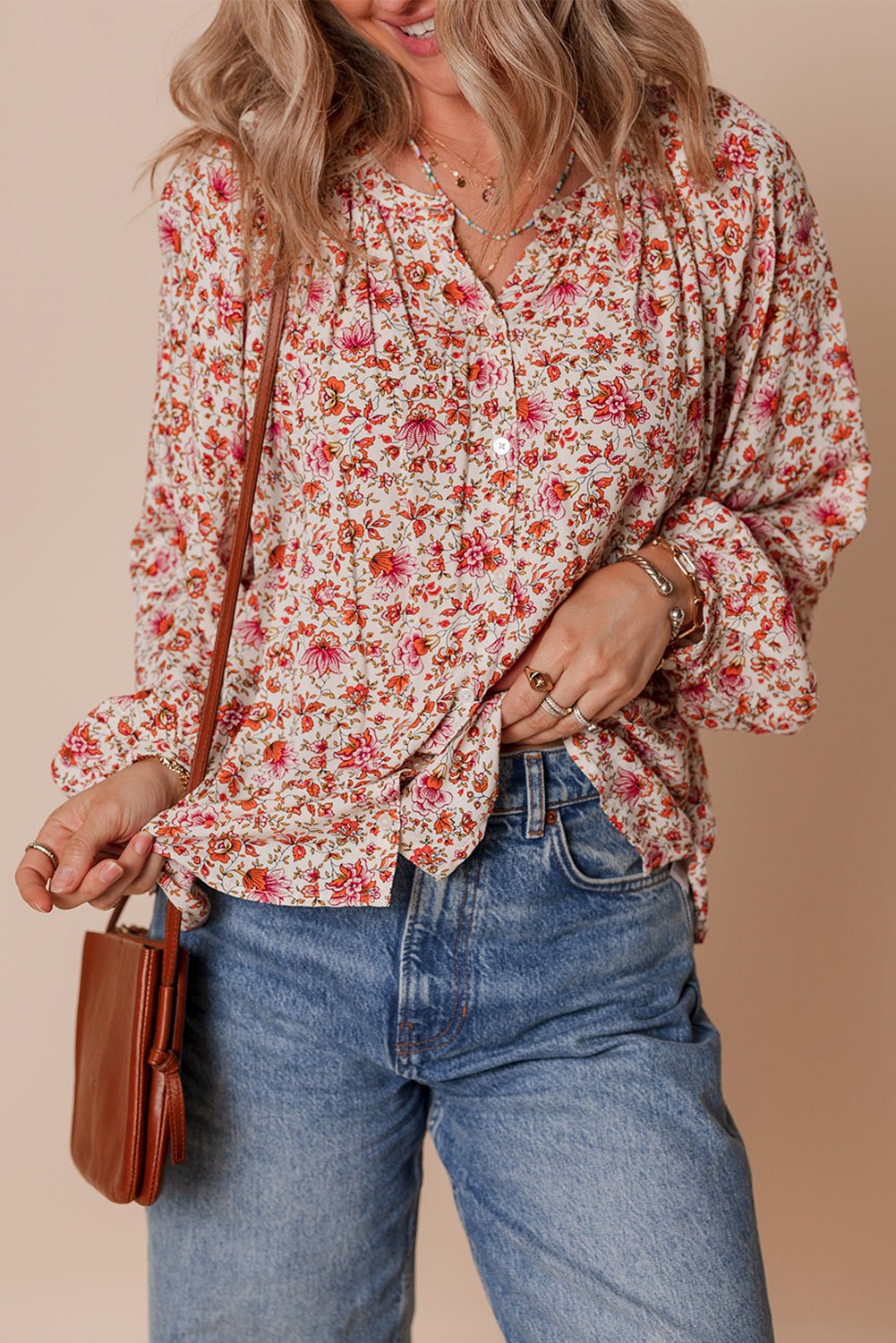 Carter Notched Puff Sleeve Blouse - Hello Beautiful BoutiqueBlouses & ShirtsThreaded Pear
