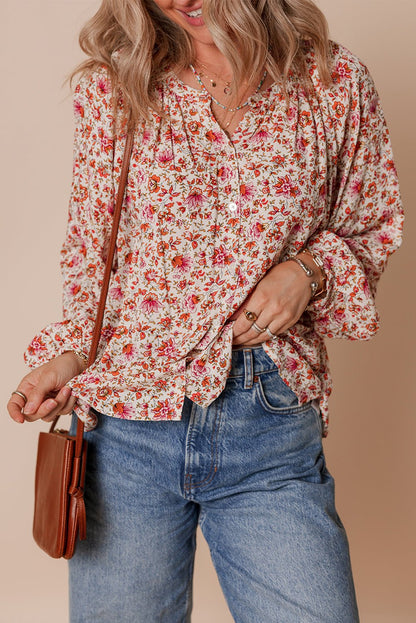 Carter Notched Puff Sleeve Blouse - Hello Beautiful BoutiqueBlouses & ShirtsThreaded Pear
