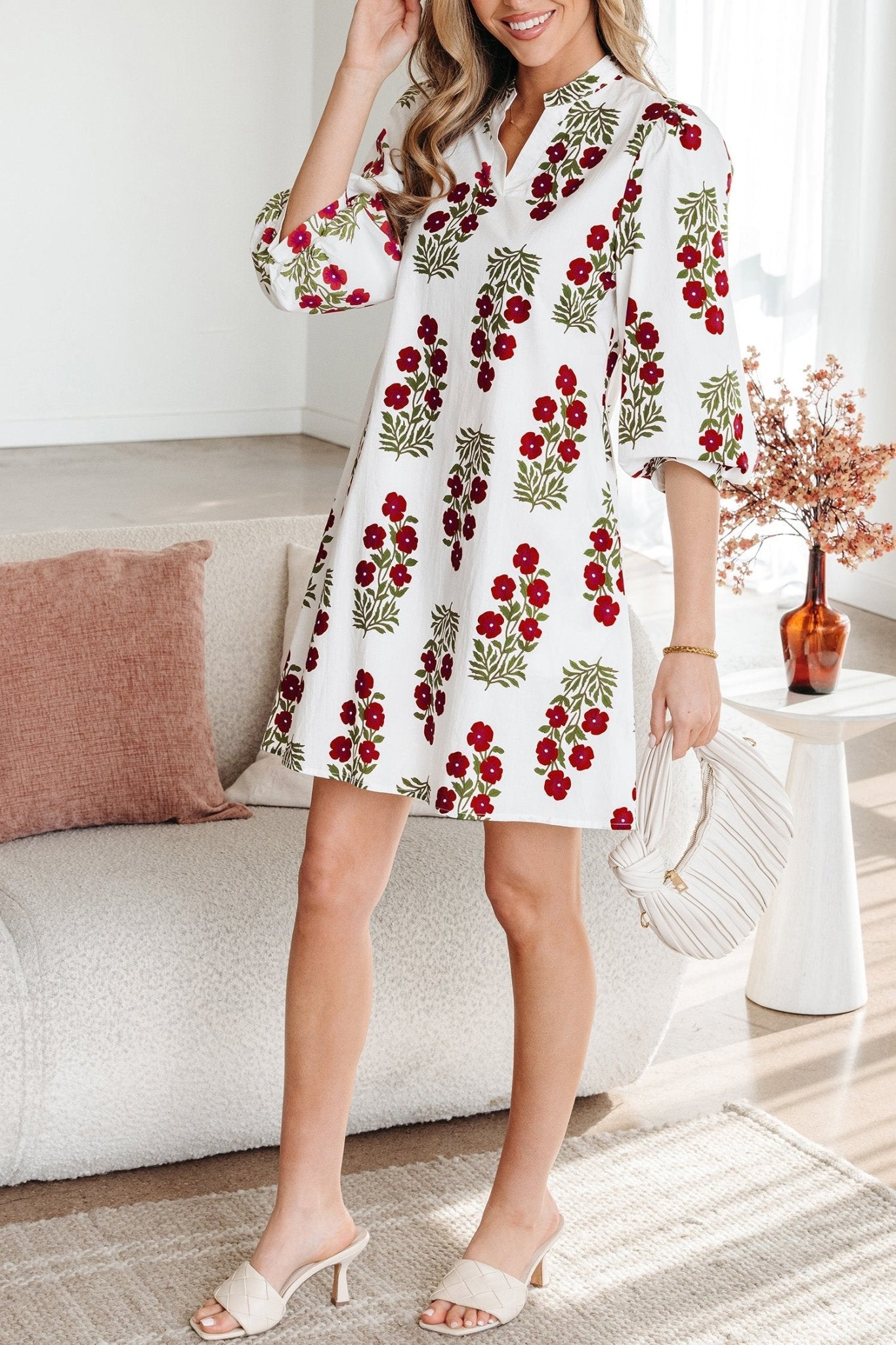 Catalina Sleeve Loose Mini Dress - Hello Beautiful BoutiqueFloral DressesThreaded Pear