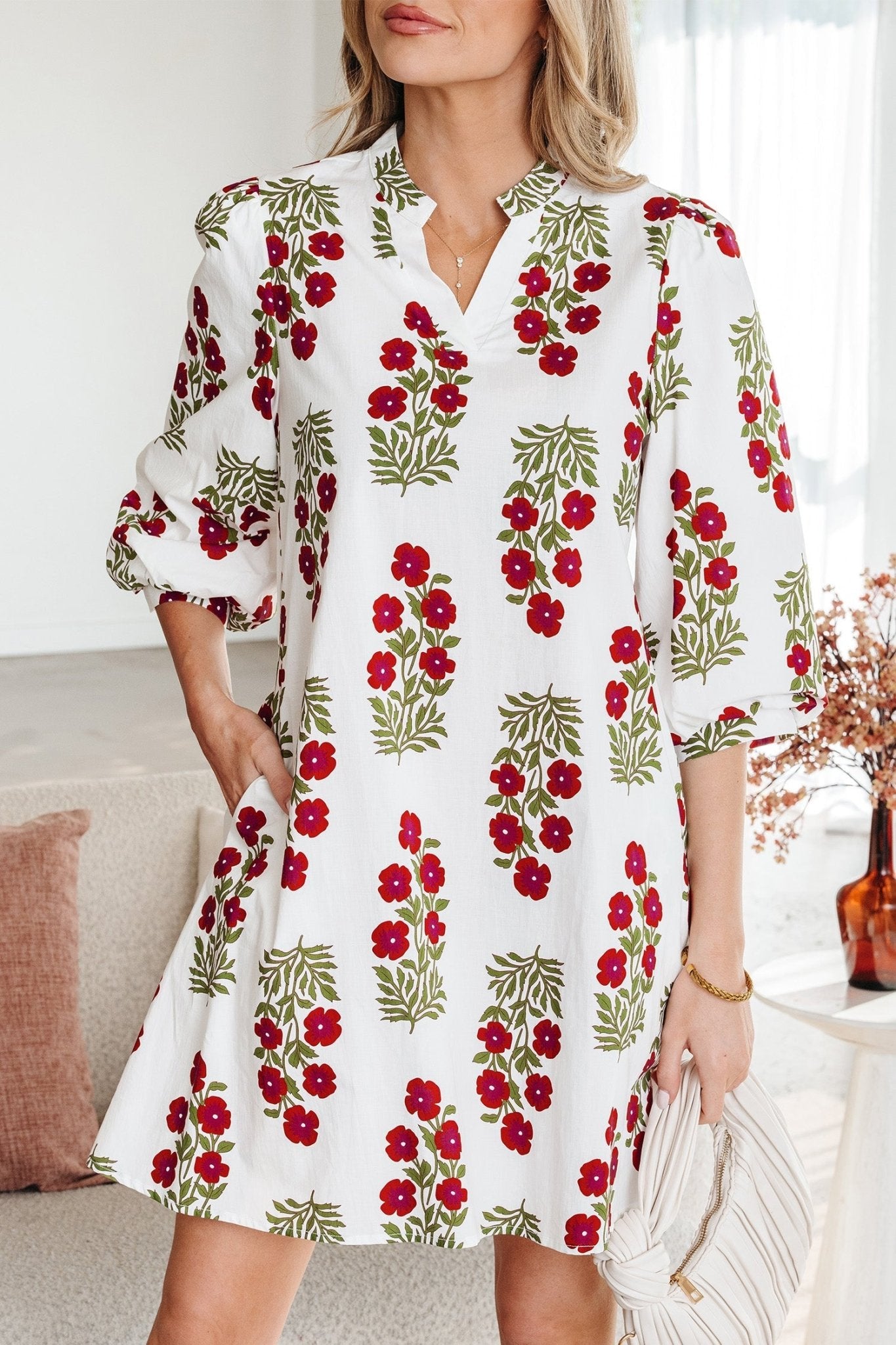 Catalina Sleeve Loose Mini Dress - Hello Beautiful BoutiqueFloral DressesThreaded Pear