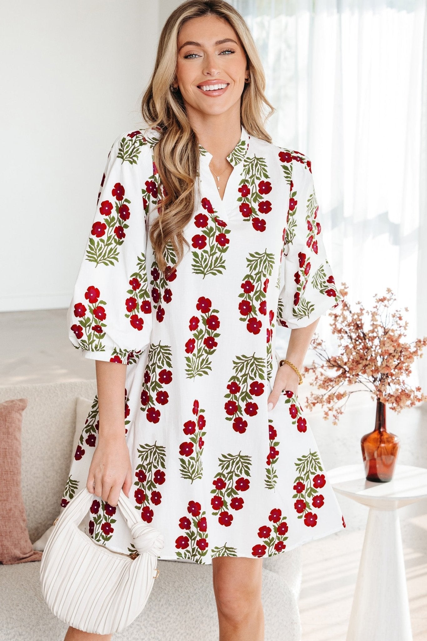 Catalina Sleeve Loose Mini Dress - Hello Beautiful BoutiqueFloral DressesThreaded Pear