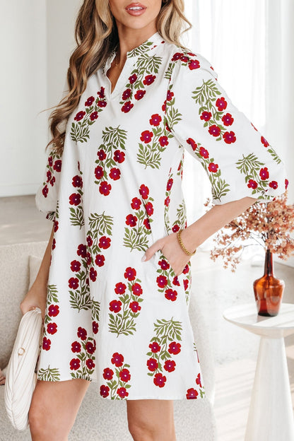 Catalina Sleeve Loose Mini Dress - Hello Beautiful BoutiqueFloral DressesThreaded Pear