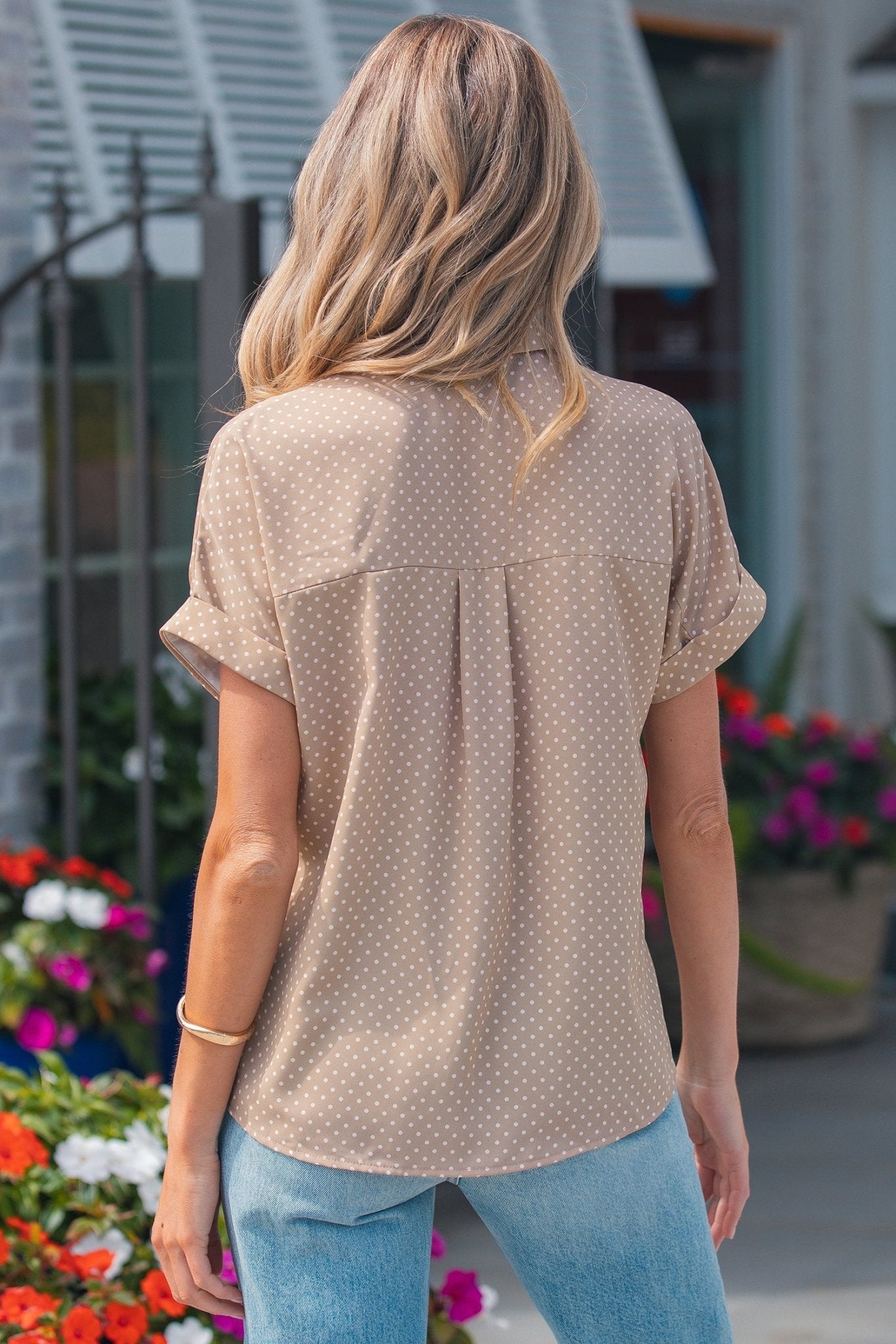 Catherine Cuffed Short Sleeve Shirt - Hello Beautiful BoutiqueBlouses & ShirtsThreaded Pear