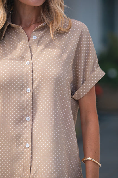 Catherine Cuffed Short Sleeve Shirt - Hello Beautiful BoutiqueBlouses & ShirtsThreaded Pear