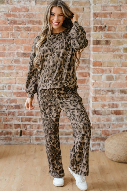 Catherine Leopard Pullover Drawstring Loose Pant Set - Hello Beautiful BoutiqueJewelryThreaded Pear
