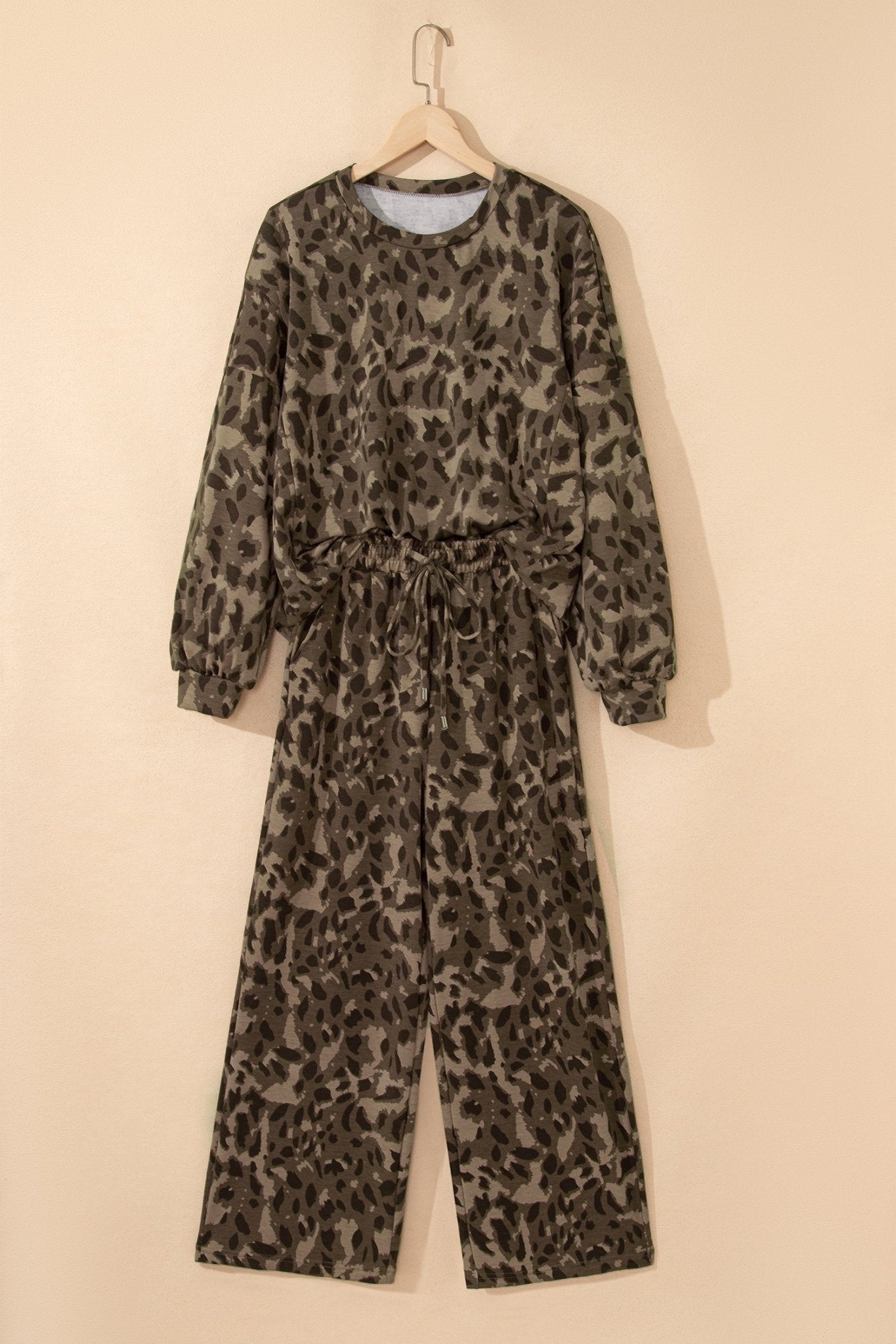 Catherine Leopard Pullover Drawstring Loose Pant Set - Hello Beautiful BoutiqueJewelryThreaded Pear