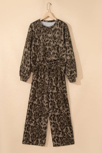Catherine Leopard Pullover Drawstring Loose Pant Set - Hello Beautiful BoutiqueJewelryThreaded Pear