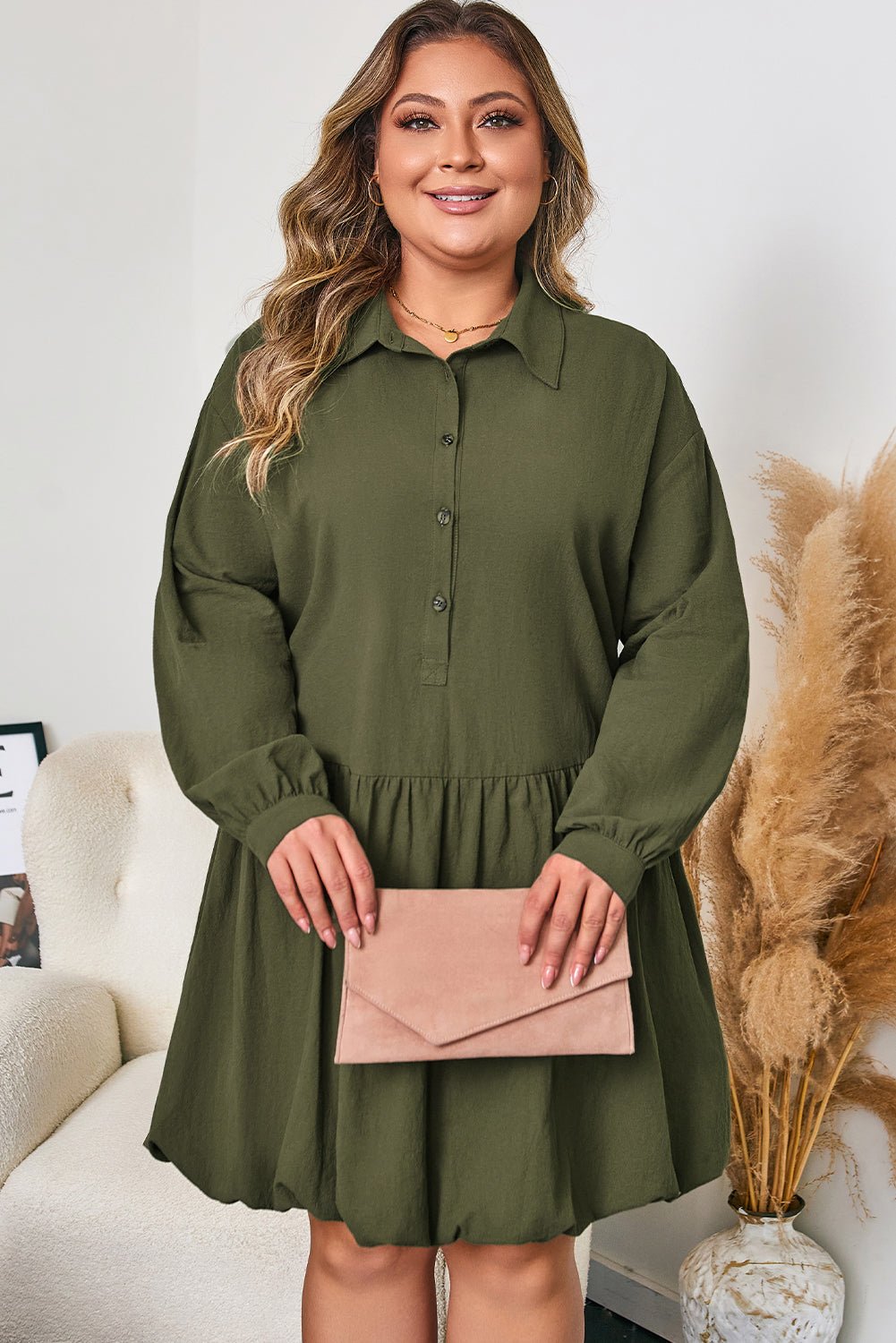 Catherine Ruffle Hem Mini PLUS Dress - Hello Beautiful BoutiquePlus Size Mini DressesThreaded Pear