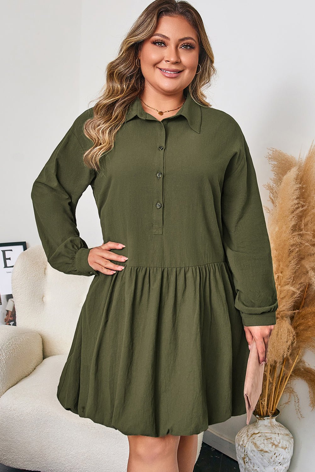 Catherine Ruffle Hem Mini PLUS Dress - Hello Beautiful BoutiquePlus Size Mini DressesThreaded Pear